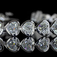14K White Gold Heart Shape Tennis Bracelet with Bezel Set Lab Diamonds - 11.18 Carats Total Diamond Weight - Covaloro Fine Jewelry
