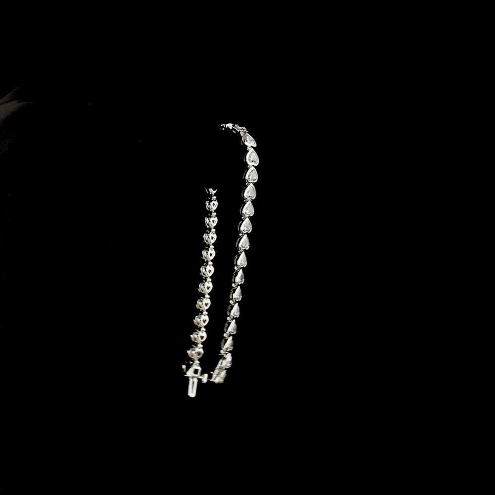 14K White Gold Heart Shape Tennis Bracelet with Bezel Set Lab Diamonds - 11.18 Carats Total Diamond Weight - Covaloro Fine Jewelry