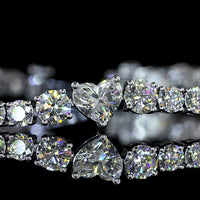 14K White Gold Heart Shape Tennis Bracelet with Brilliant Round and Heart Lab Diamonds - 8.20 Carats Total Diamond Weight - Covaloro Fine Jewelry