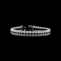14K White Gold Heart Shape Tennis Bracelet with East-West Bezel Set Lab Diamonds - 5.43 Carat Total Weight - Covaloro Fine Jewelry