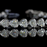 14K White Gold Heart Shape Tennis Bracelet with East-West Bezel Set Lab Diamonds - 5.43 Carat Total Weight - Covaloro Fine Jewelry