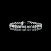 14K White Gold Heart Shape Tennis Bracelet with East-West Prong Set Lab Diamonds - 12.98 Carat Total Weight, E-F Color, VS Clarity - Covaloro Fine Jewelry