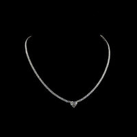 14K White Gold Heart Shape Tennis Necklace with Prong Set Lab Diamonds - 9.97 Carat Total Weight - Covaloro Fine Jewelry