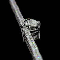 14K White Gold Heart Shape Tennis Necklace with Prong Set Lab Diamonds - 9.97 Carat Total Weight - Covaloro Fine Jewelry