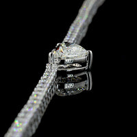 14K White Gold Heart Shape Tennis Necklace with Prong Set Lab Diamonds - 9.97 Carat Total Weight - Covaloro Fine Jewelry
