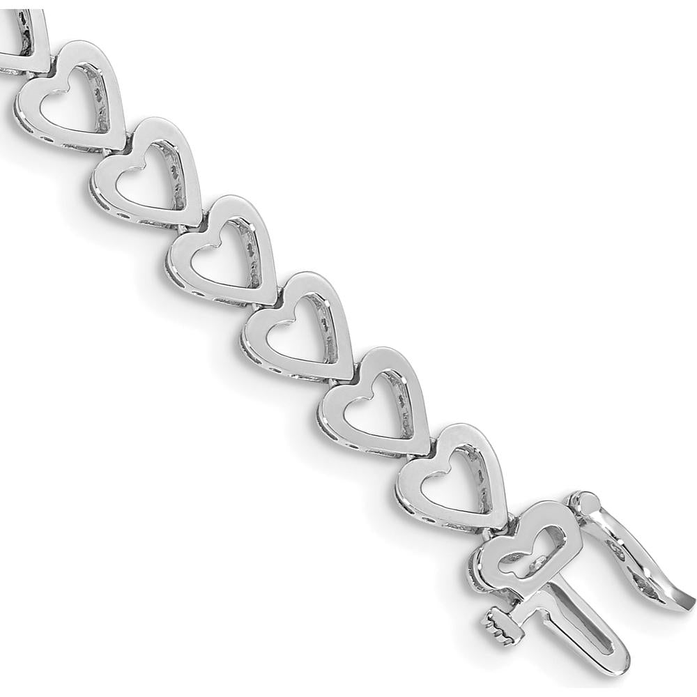 14K White Gold Heart-Shaped Add-A-Diamond Bracelet - 7-inch, Holds 24 Stones Up to 2.75mm by Monteluci Fine Jewelry