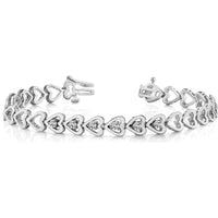 14K White Gold Heart-Shaped Add-A-Diamond Bracelet - 7-inch, Holds 24 Stones Up to 2.75mm by Monteluci Fine Jewelry