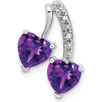 14K White Gold Heart-Shaped Amethyst and Diamond Earrings - 0.75 Carat Amethyst, 0.005 Carat Diamond by Lumare Gioia