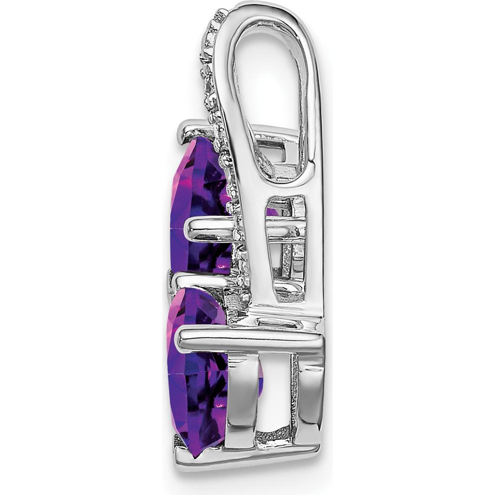 14K White Gold Heart-Shaped Amethyst and Diamond Earrings - 0.75 Carat Amethyst, 0.005 Carat Diamond by Lumare Gioia