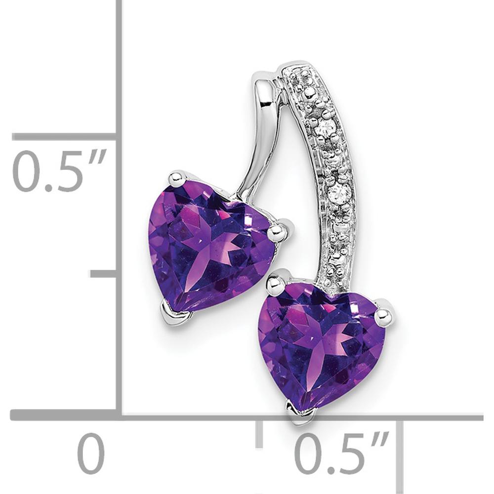 14K White Gold Heart-Shaped Amethyst and Diamond Earrings - 0.75 Carat Amethyst, 0.005 Carat Diamond by Lumare Gioia