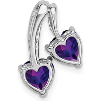 14K White Gold Heart-Shaped Amethyst and Diamond Earrings - 0.75 Carat Amethyst, 0.005 Carat Diamond by Lumare Gioia