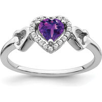 14K White Gold Heart-Shaped Amethyst and Diamond Halo Ring - 0.417 Carat Amethyst, 0.095 Carat Total Diamond Weight by 0