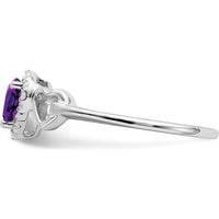 14K White Gold Heart-Shaped Amethyst and Diamond Halo Ring - 0.417 Carat Amethyst, 0.095 Carat Total Diamond Weight by 0