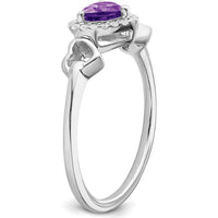 14K White Gold Heart-Shaped Amethyst and Diamond Halo Ring - 0.417 Carat Amethyst, 0.095 Carat Total Diamond Weight by 0