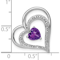 14K White Gold Heart-Shaped Amethyst and Diamond Pendant - 0.70 Carat Amethyst, 0.005 Carat Diamond by Lumare Gioia
