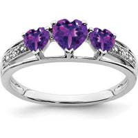 14K White Gold Heart-Shaped Amethyst and Diamond Ring - 0.597 Carat Total Amethyst Weight by 0