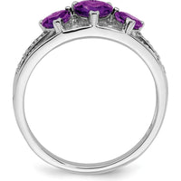 14K White Gold Heart-Shaped Amethyst and Diamond Ring - 0.597 Carat Total Amethyst Weight by 0