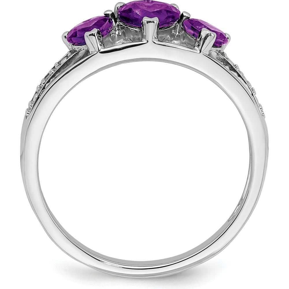 14K White Gold Heart-Shaped Amethyst and Diamond Ring - 0.597 Carat Total Amethyst Weight by 0