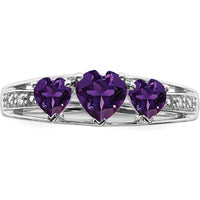 14K White Gold Heart-Shaped Amethyst and Diamond Ring - 0.597 Carat Total Amethyst Weight by 0