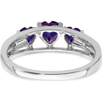 14K White Gold Heart-Shaped Amethyst and Diamond Ring - 0.597 Carat Total Amethyst Weight by 0
