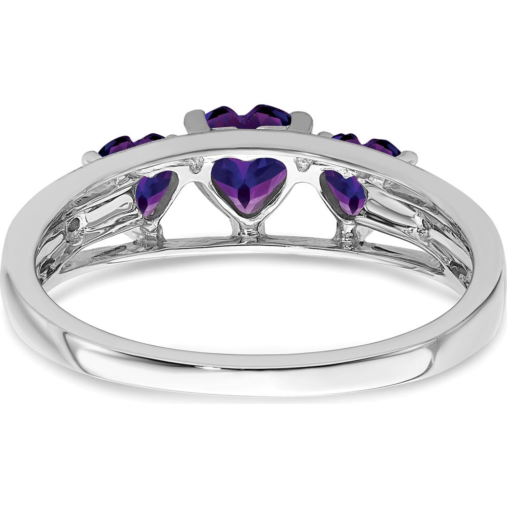 14K White Gold Heart-Shaped Amethyst and Diamond Ring - 0.597 Carat Total Amethyst Weight by 0