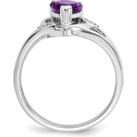 14K White Gold Heart-Shaped Amethyst Ring with Diamond Accents - 0.75 Carat Amethyst, 0.005 Carat Diamonds by 0