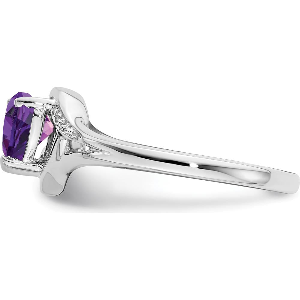 14K White Gold Heart-Shaped Amethyst Ring with Diamond Accents - 0.75 Carat Amethyst, 0.005 Carat Diamonds by 0