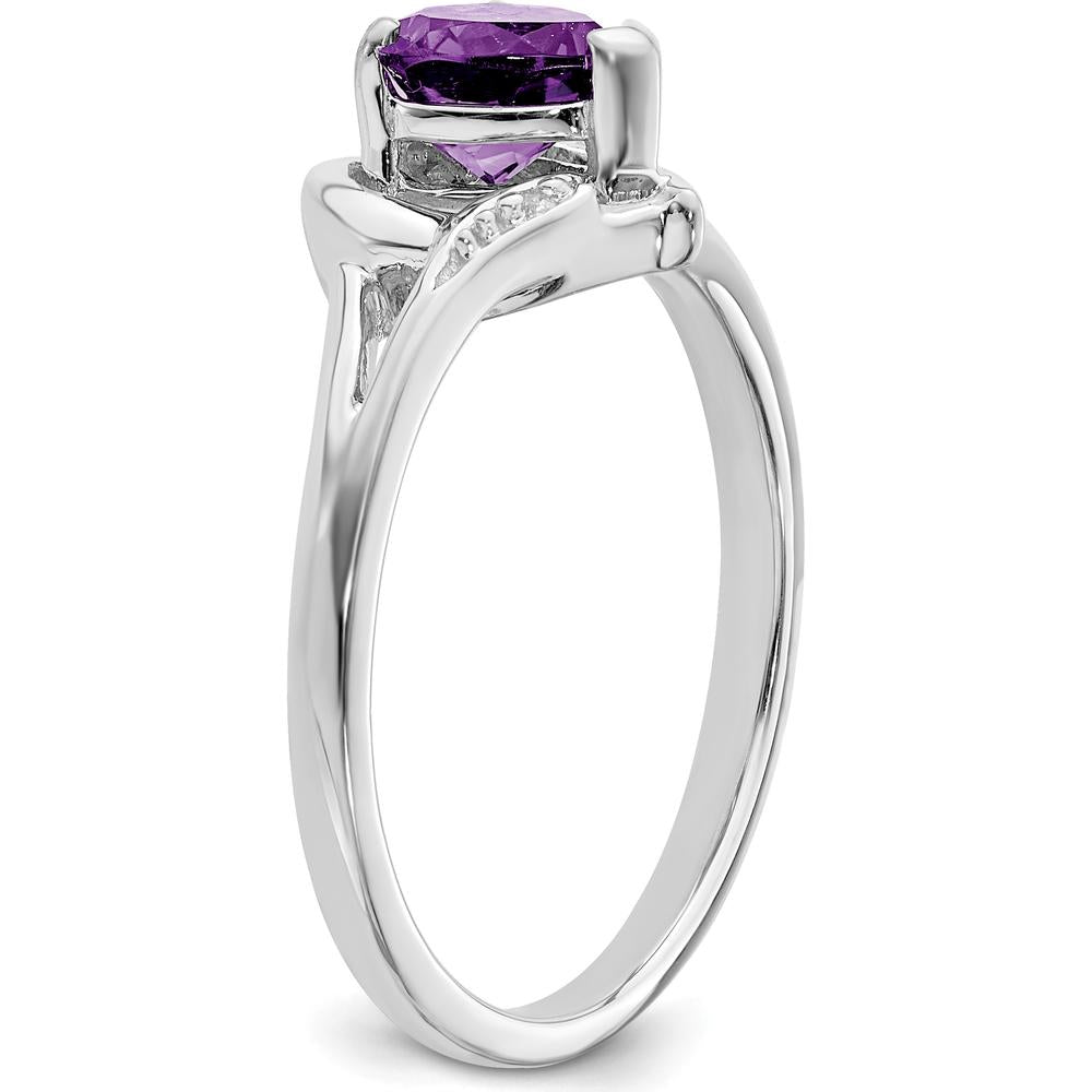 14K White Gold Heart-Shaped Amethyst Ring with Diamond Accents - 0.75 Carat Amethyst, 0.005 Carat Diamonds by 0
