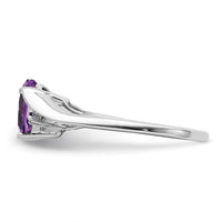14K White Gold Heart-Shaped Amethyst Ring with Diamond Accents - 1.08 Carat Amethyst, 0.01 Carat Total Diamond Weight by 0