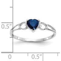 14K White Gold Heart-Shaped Blue Sapphire Ring with Open-Heart Band Design - 0.58 Carat Natural Sapphire by Oro Pregiato