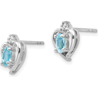 14K White Gold Heart Shaped Blue Topaz and Diamond Earrings - 0.30 Carat Total Blue Topaz Weight by Oro Pregiato