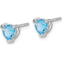 14K White Gold Heart-Shaped Blue Topaz Stud Earrings - 0.75 Carat Total Weight by Monteluci Fine Jewelry