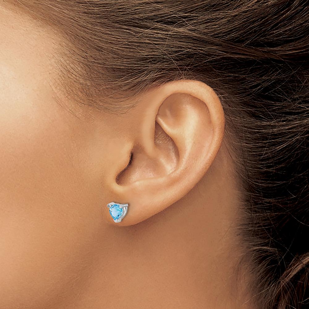 14K White Gold Heart-Shaped Blue Topaz Stud Earrings - 0.75 Carat Total Weight by Monteluci Fine Jewelry