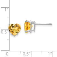14K White Gold Heart-Shaped Citrine Stud Earrings - 1.0 Carat Total Weight by Monteluci Fine Jewelry