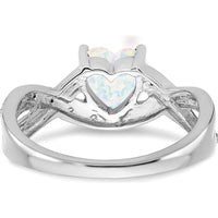 14K White Gold Heart-Shaped Created Opal and Diamond Ring with 11 Round Diamonds - 0.47 Carat Total Gemstone Weight by 0