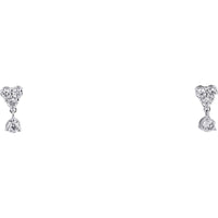 14K White Gold Heart Shaped Diamond Dangle Earrings - 0.15 Carat Total Diamond Weight