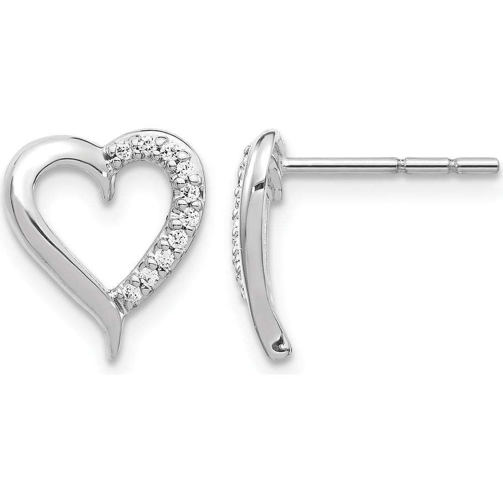 14K White Gold Heart-Shaped Diamond Earrings with Round Diamonds - 0.10 Carat Total Diamond Weight by Monteluci Fine Jewelry