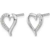 14K White Gold Heart-Shaped Diamond Earrings with Round Diamonds - 0.10 Carat Total Diamond Weight by Monteluci Fine Jewelry