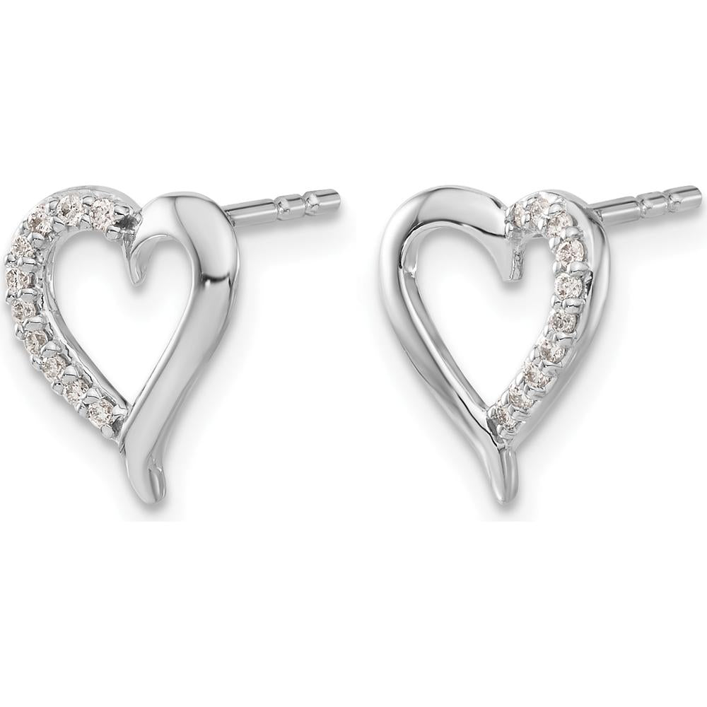 14K White Gold Heart-Shaped Diamond Earrings with Round Diamonds - 0.10 Carat Total Diamond Weight by Monteluci Fine Jewelry