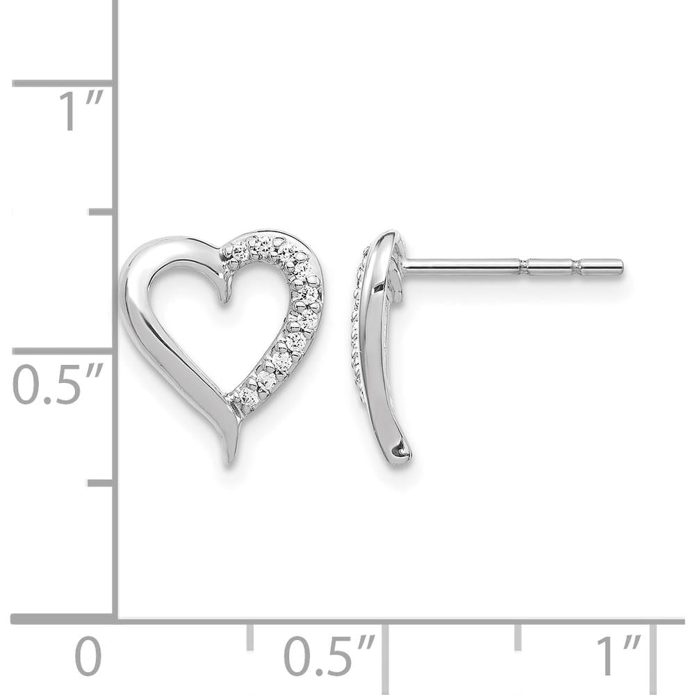 14K White Gold Heart-Shaped Diamond Earrings with Round Diamonds - 0.10 Carat Total Diamond Weight by Monteluci Fine Jewelry