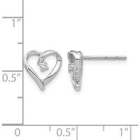 14K White Gold Heart-Shaped Diamond Earrings with Round Faceted Diamonds - 0.02 Carat Total Diamond Weight by Monteluci Fine Jewelry