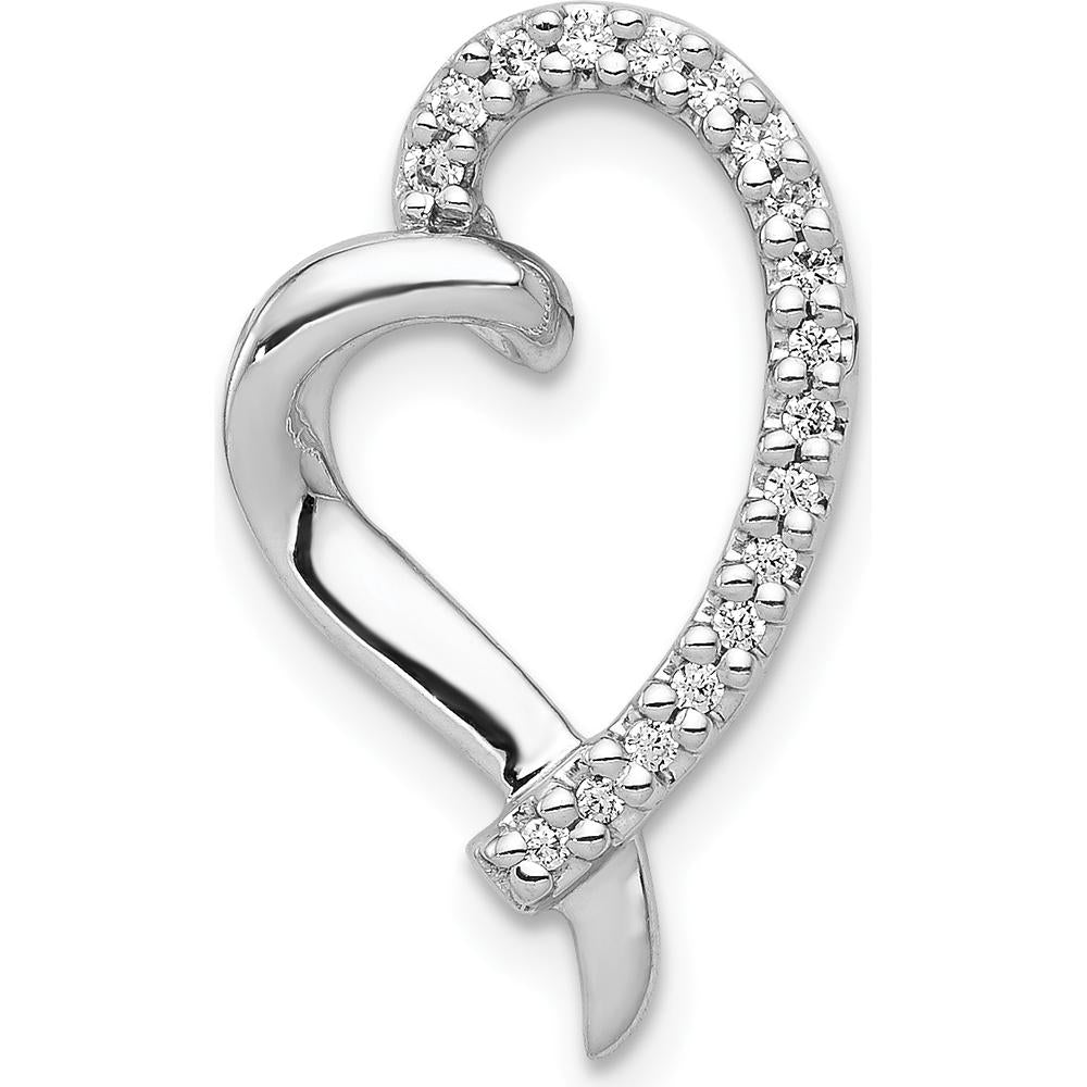 14K White Gold Heart-Shaped Diamond Pendant with 18 Round Diamonds - 0.011 Carat Total Diamond Weight by Monteluci Fine Jewelry