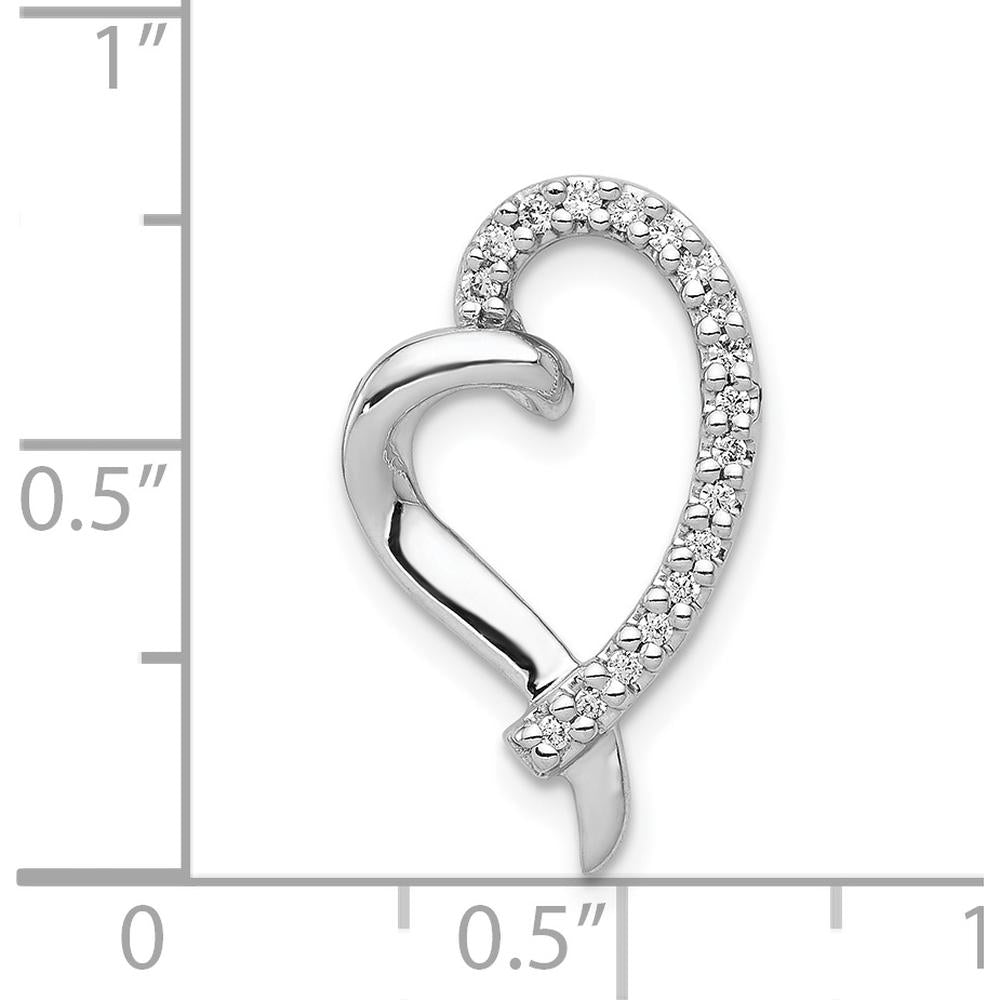 14K White Gold Heart-Shaped Diamond Pendant with 18 Round Diamonds - 0.011 Carat Total Diamond Weight by Monteluci Fine Jewelry