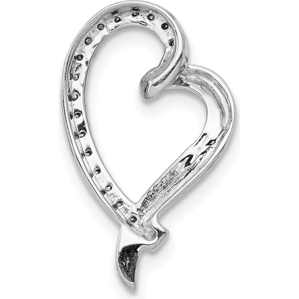 14K White Gold Heart-Shaped Diamond Pendant with 18 Round Diamonds - 0.011 Carat Total Diamond Weight by Monteluci Fine Jewelry