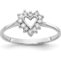 14K White Gold Heart-Shaped Diamond Ring with 12 Round Diamonds - 0.12 Carat Total Diamond Weight by Monteluci Fine Jewelry