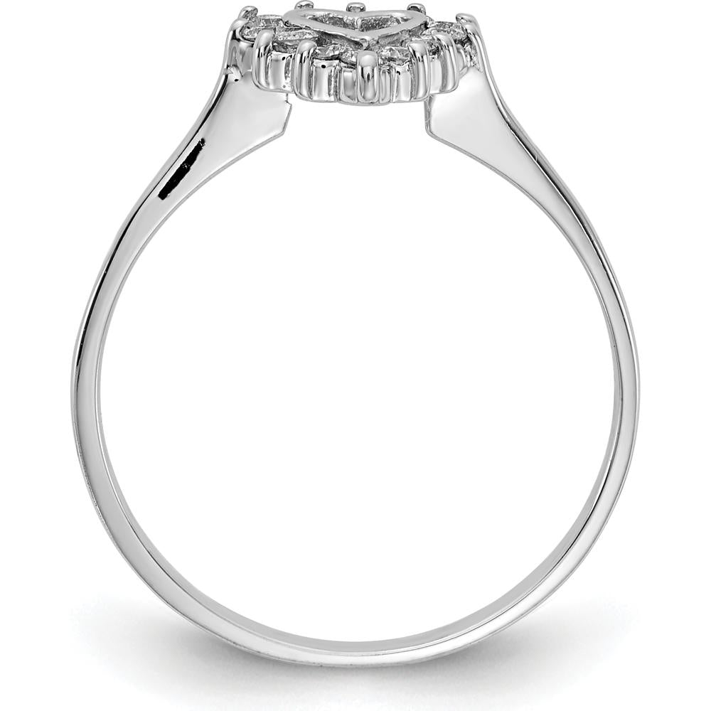 14K White Gold Heart-Shaped Diamond Ring with 12 Round Diamonds - 0.12 Carat Total Diamond Weight by Monteluci Fine Jewelry