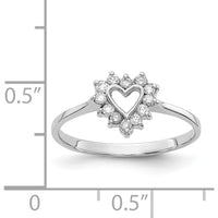 14K White Gold Heart-Shaped Diamond Ring with 12 Round Diamonds - 0.12 Carat Total Diamond Weight by Monteluci Fine Jewelry
