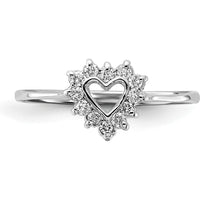 14K White Gold Heart-Shaped Diamond Ring with 12 Round Diamonds - 0.12 Carat Total Diamond Weight by Monteluci Fine Jewelry