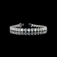 14K White Gold Heart Shaped Diamond Tennis Bracelet with East-West Setting - 16.05 Carat Total Weight Lab Grown Diamonds (E-F Color, VS2 Clarity) - Covaloro Fine Jewelry