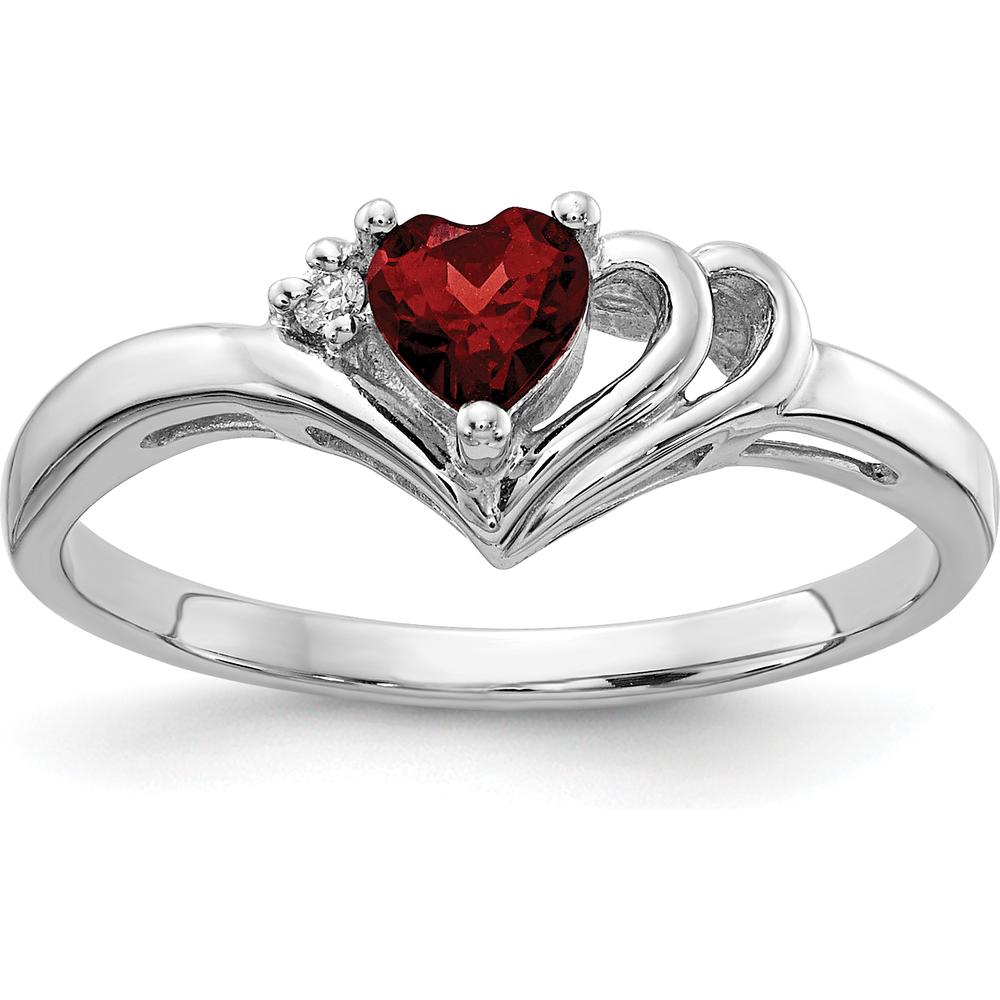 14K White Gold Heart-Shaped Garnet and Diamond Accent Ring by Monteluci Fine Jewelry